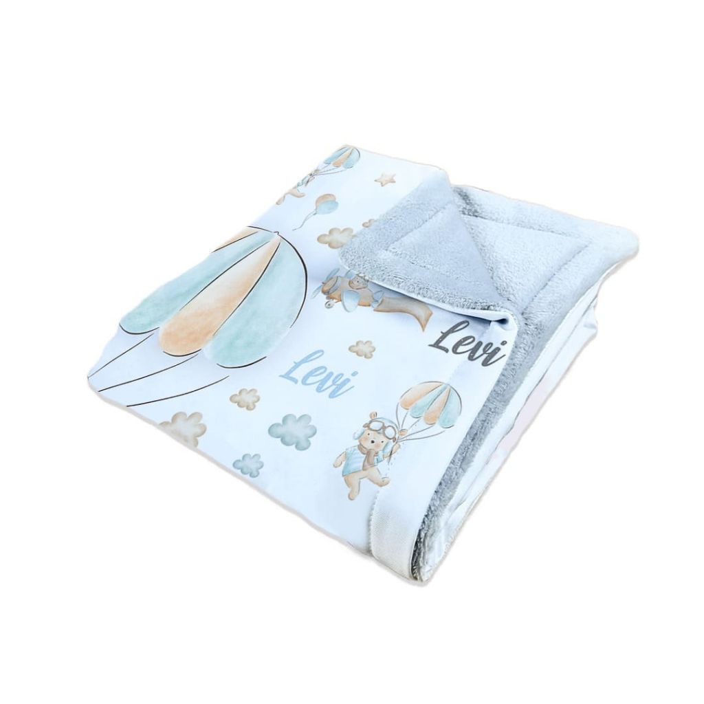 Manta Bebê Personalizada com o Nome do Seu bebe(SEM BOLINHAS NAS LATERAIS) - URSO em Oferta na Shopee