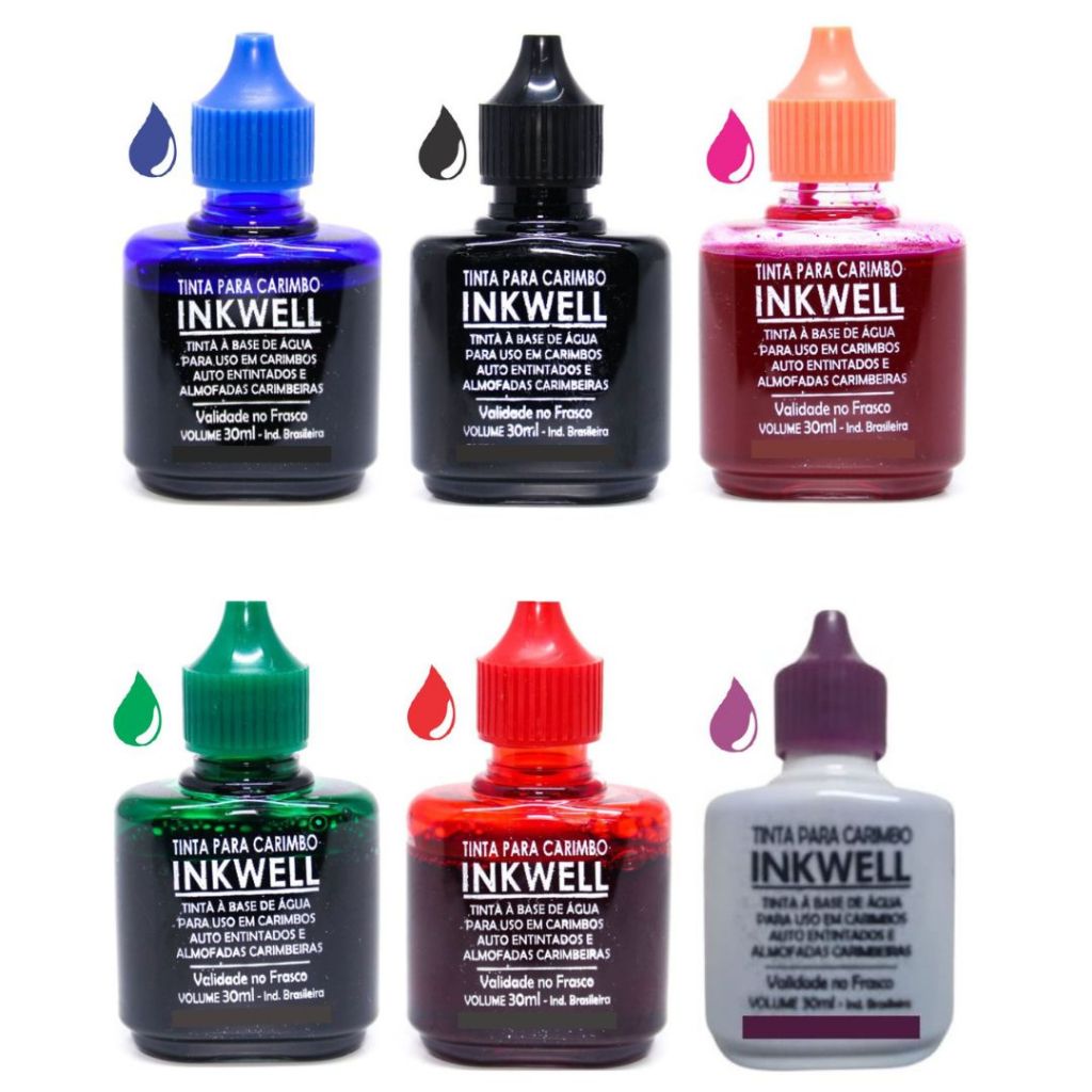 Tinta para carimbos automáticos e carimbeiras de madeira 30 ml Inkwell