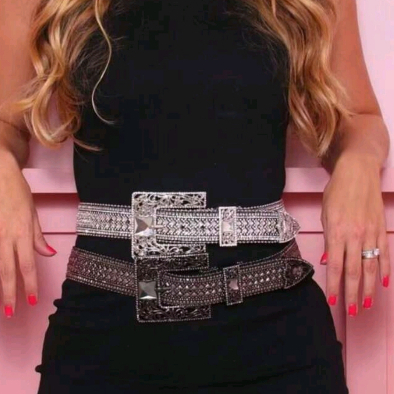 Cinto Feminino Country Plus  Strass Brilhos Ocidental Cowboy Tachas Blogueira  Balada Festival(Plus) em Oferta na Shopee