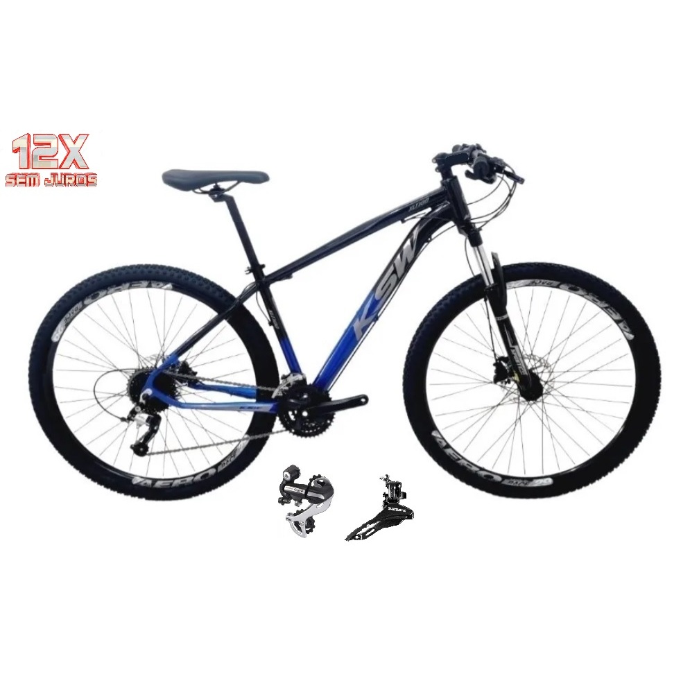 Bicicleta Aro 29 Ksw Xlt 24v Câmbio Shimano Acera K7 Garfo Trava Freio a Disco
