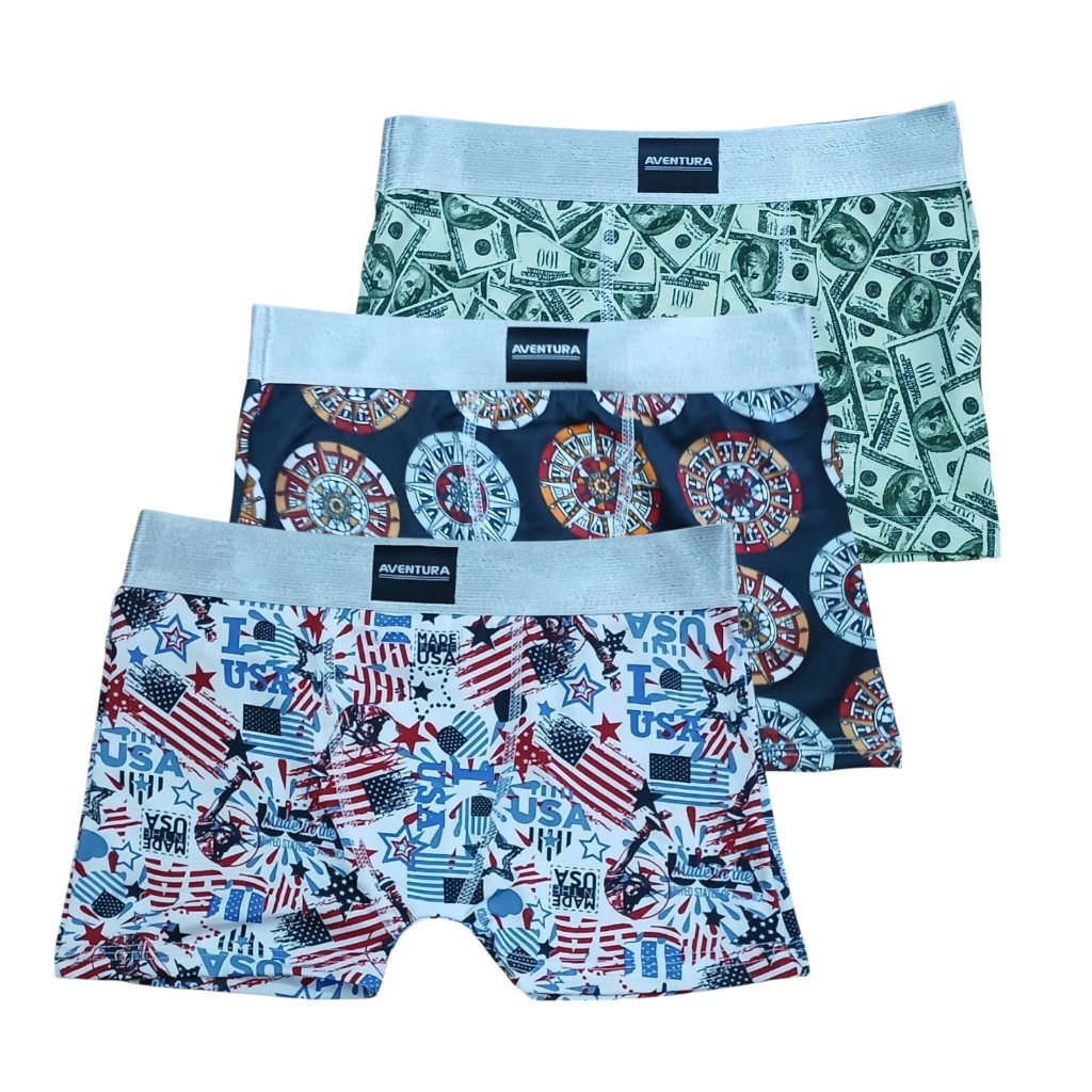Kit 3 ou 2 Cueca Box Infantil Estampada Tecido Leve Confortável para o Dia a Dia
