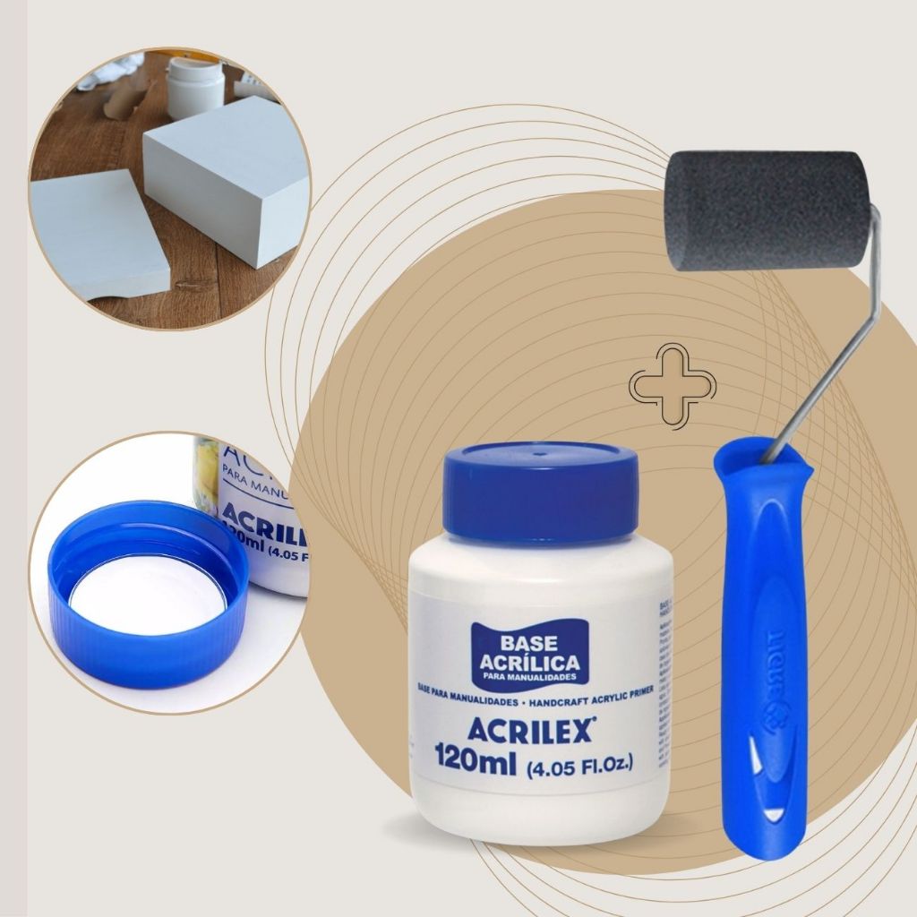 Base Acrílica para Artesanato Branca 120ml Acrilex + Rolo Pintura Tigre Kit para Pintura Madeira MDF em Oferta na Shopee