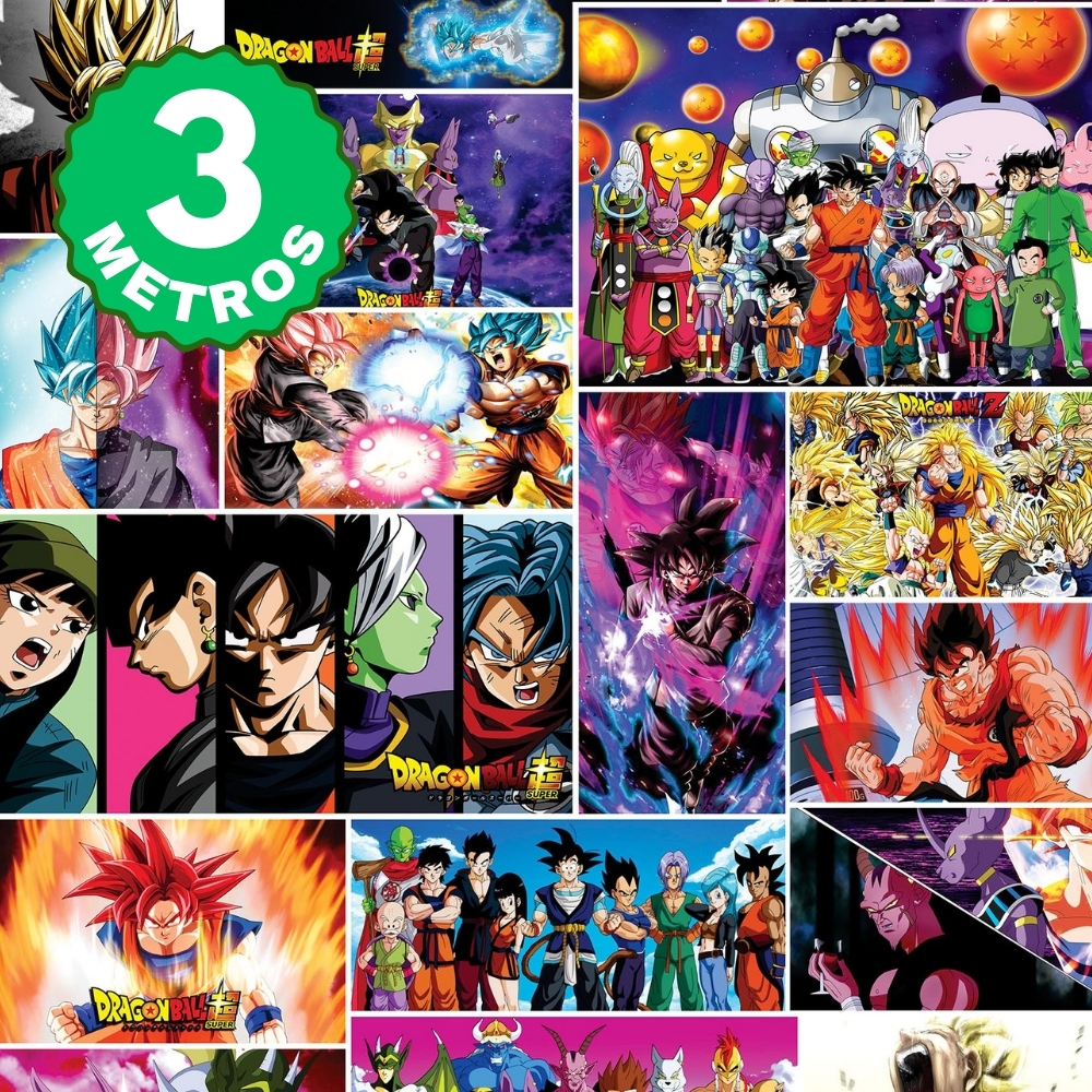 Papel de Parede Adesivo Dragon Ball Cenas Quarto Gamer Geek Colorido Adesivo Lavável - Pro Decor