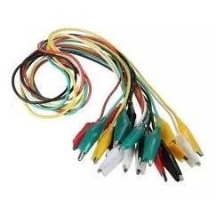 Kit 10 Cabos com Garra Jacaré 50cm Coloridos para Eletrônica