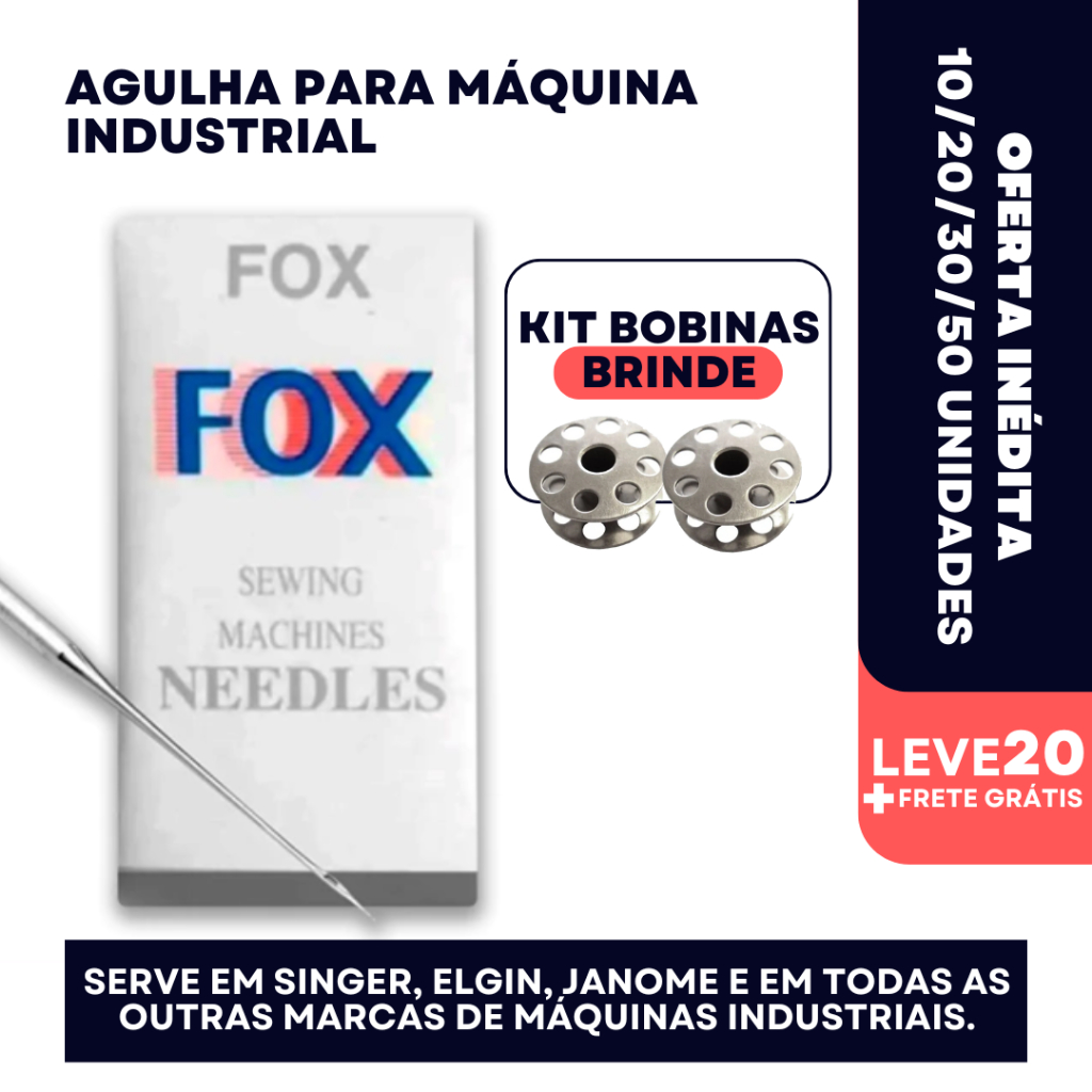 10 Agulhas Overlock Dcx27 Industrial Costura Têxtil + Kit de Bobinas Industrial