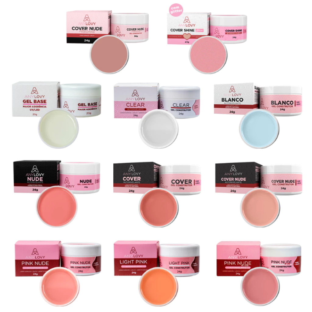 Gel para unha ANYLOVY 24g (CLEAR, COVER, COVER NUDE, PINK NUDE, LIGHT PINK, BLANCO
