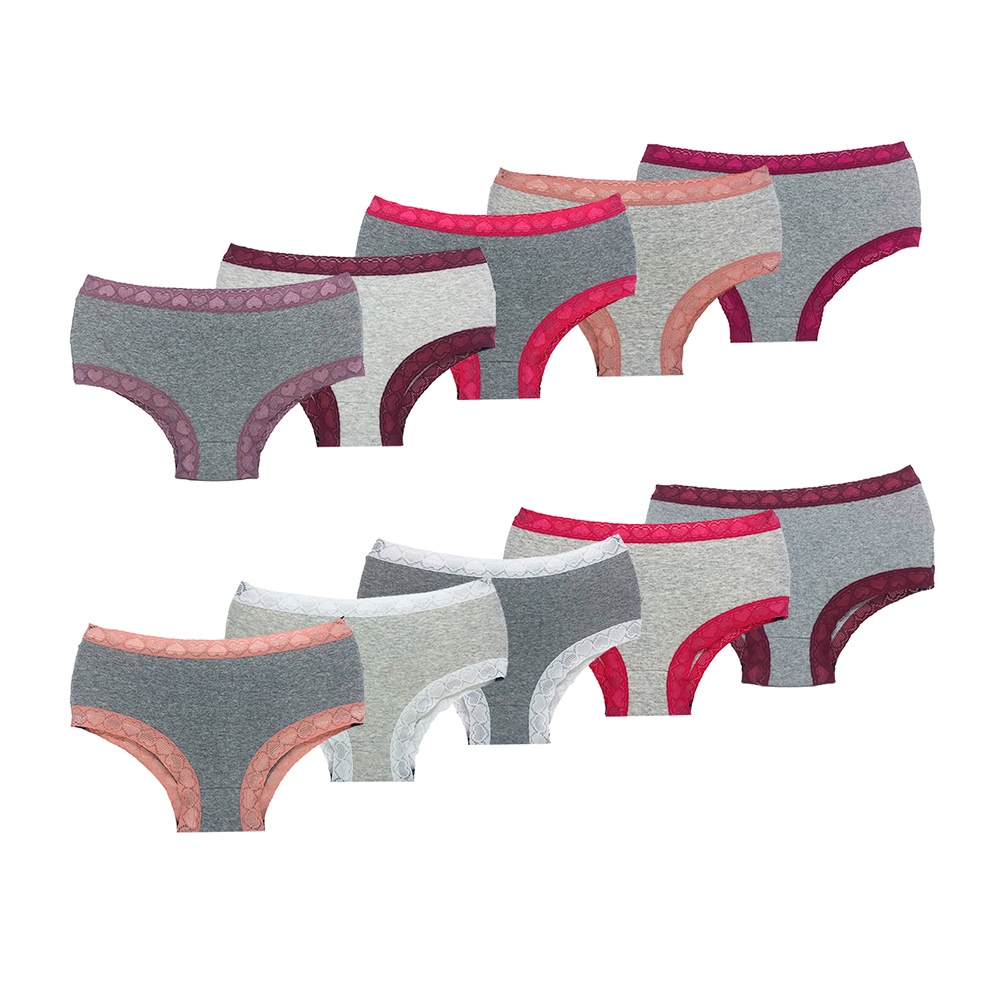 Kit 10 Calcinhas Algodão Infantil Coração 10 Unidades em Oferta na Shopee