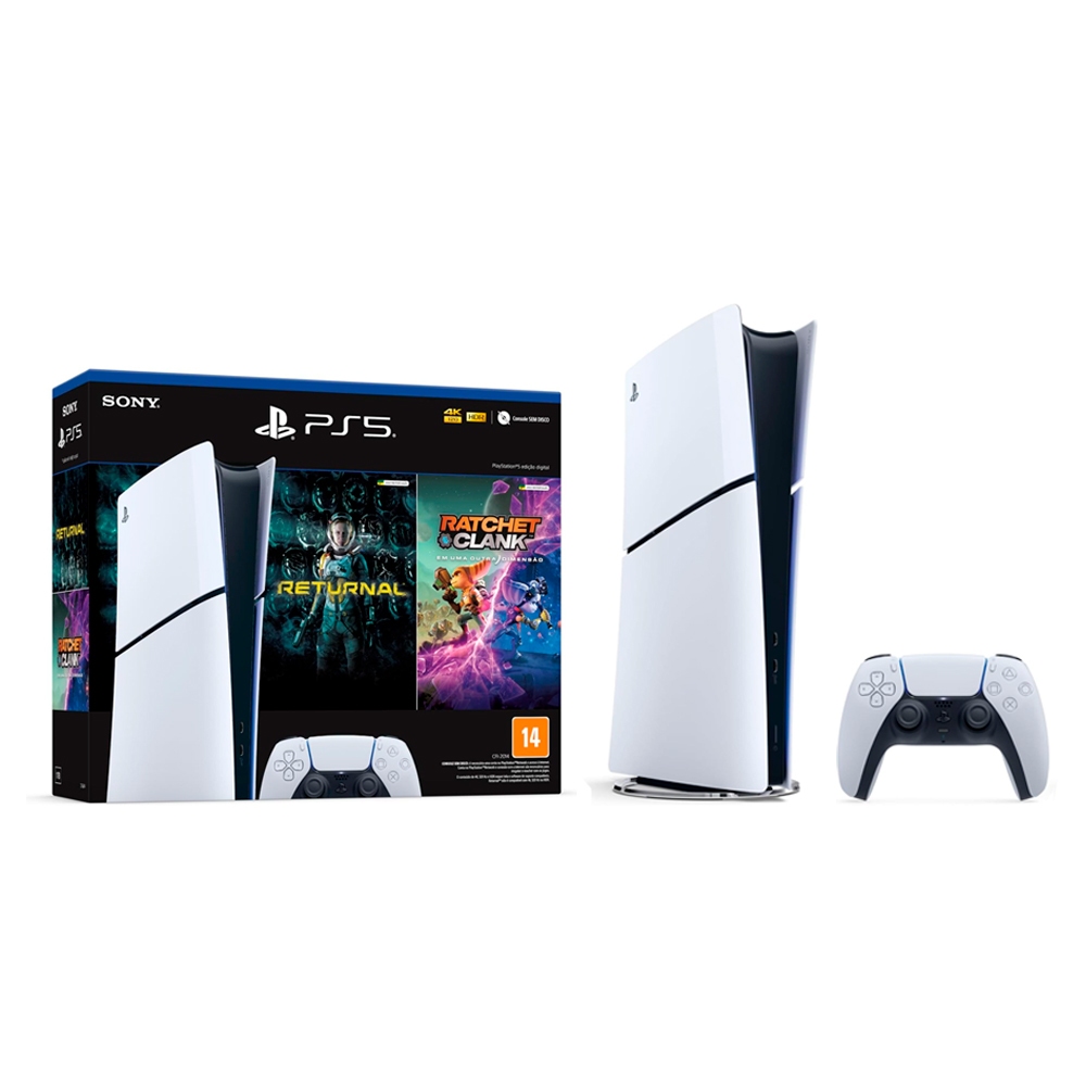Console Sony PlayStation 5 Slim Digital Bundle Ratchet e Clank e Returnal em Oferta na Shopee
