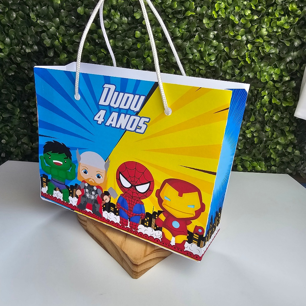 Sacolinha Horizontal HERÓIS VINGADORES BABY - Personalizados - Festa infantil - Aniversário - Lembrancinha
