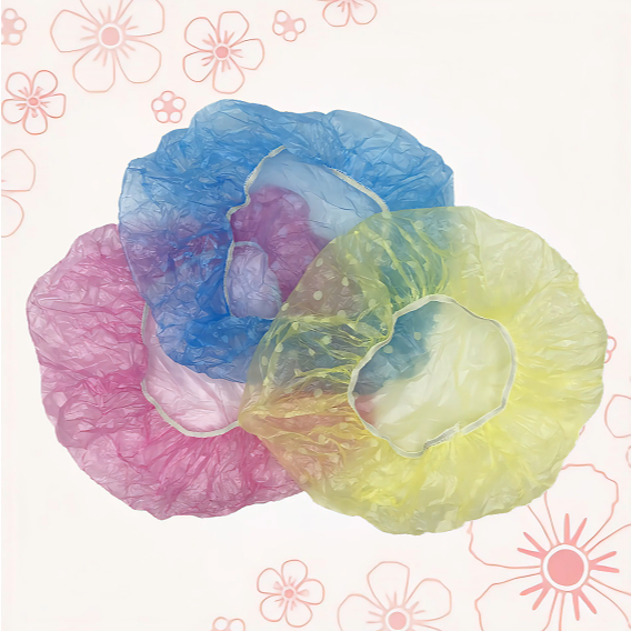 KIT 6/12 Toucas de banho transparente com bolinhas em Oferta na Shopee