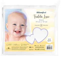 Kit Fralda com 5 Unidades Luxo Branca Incomfral