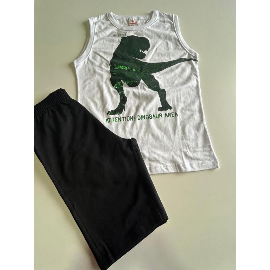 Conjunto infantil masculino camiseta e bermuda em algodão Brandili tamanho 6/8 verão calor