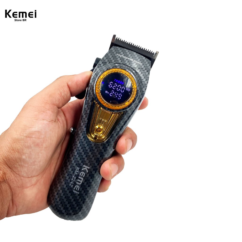 Kemei KM-2242 9000RPM Motor Sem Escova Profissional Máquina De Cortar Cabelo Base Carregador Display - Beauty