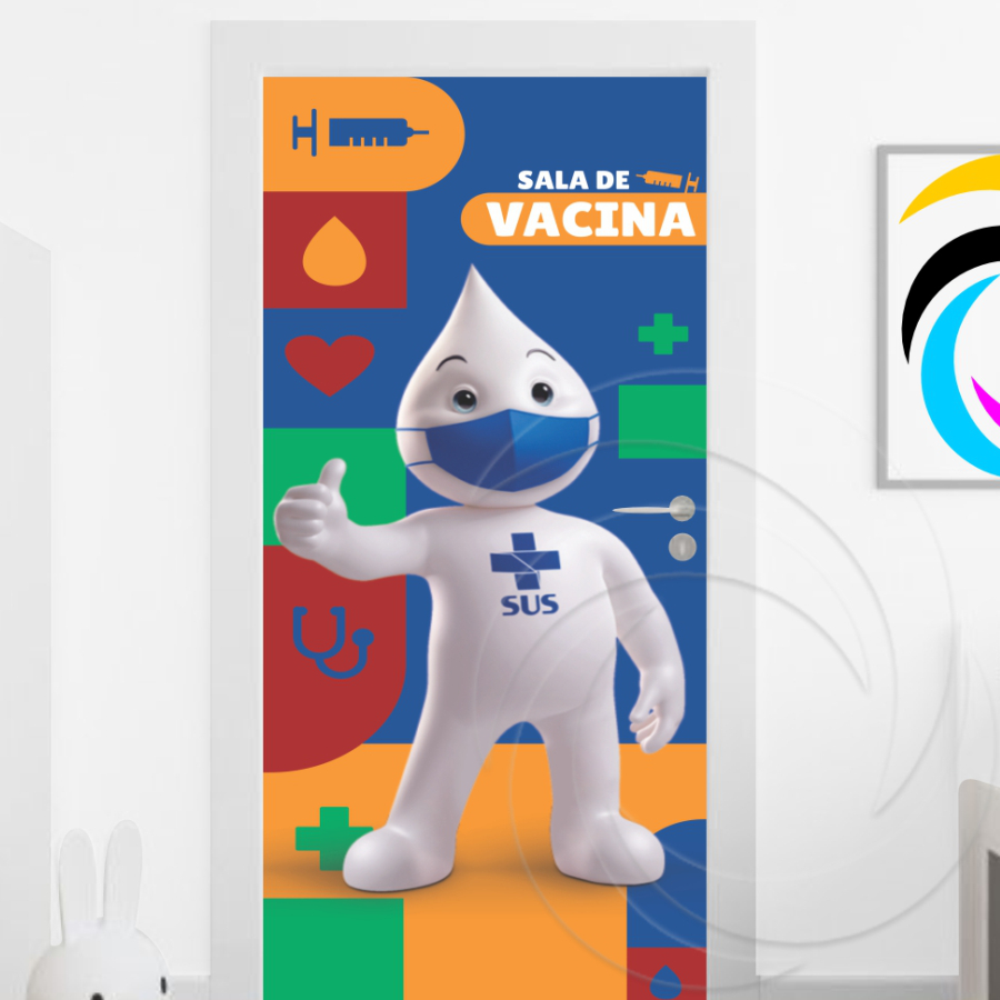 Zé Gotinha 01537 - Papel Parede Adesivo para Portas de Madeira ou Vidro Decoração Revestimento