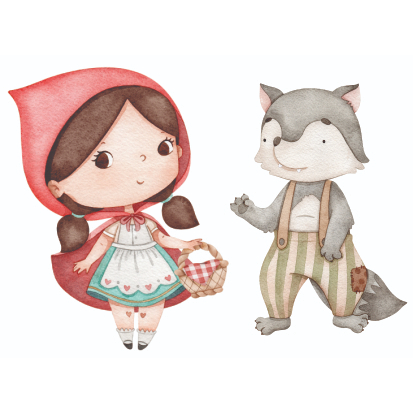KIT 2 peça DISPLAY MDF CHAPEUZINHO VERMELHO E E LOBO AQUARELA (1 peça de 40cm e 1 peça de 70CM)