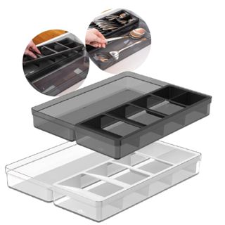 Organizador de Gaveta Porta Talher Utensílios de Cozinha Clear OU Acrílico Preto / Branco 30 x 38cm em Oferta na Shopee