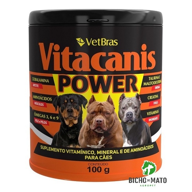 Vitacanis Power 100g Suplemento Vitamínico Pit Bull Cães Forte - VETBRAS