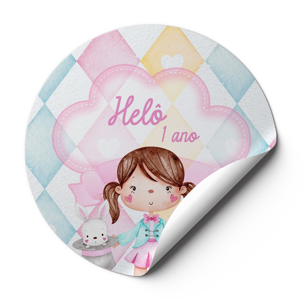 Unidades Adesivos Personalizado Festa Infantil  Qualquer Tema Circo Rosa Menina