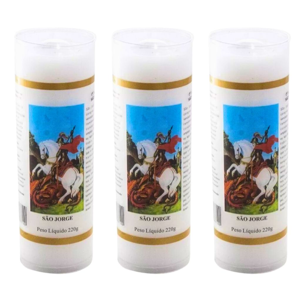Vela Votiva 7 Dias Santo São Jorge 220g vela Branca Capa em PVC ante chamas Proteção ao calor NOVENA em Oferta na Shopee