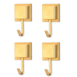 Kit 4 Suporte Porta Toalha De Banho Gancho Dourado Fita Dupla Face 3m