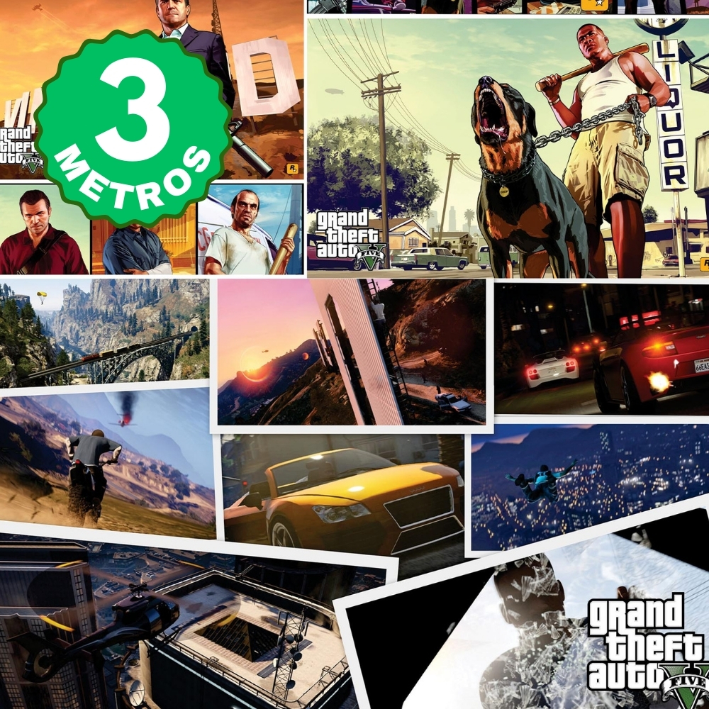 Papel de Parede Adesivo Gamer GTA 5 Grand Theft Auto Thug Life gta v Auto Colante Lavável 3 Metros
