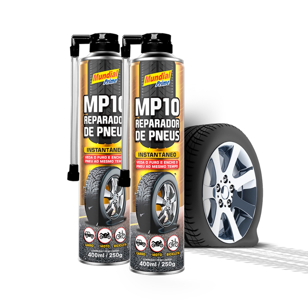 Kit 2 Reparo Pneu Instantâneo Reparador Spray Furo Veda Enche Carro Moto SOS 4X4 Bike Reparo Rapido - Spare Parts and Accessories for Vehicles