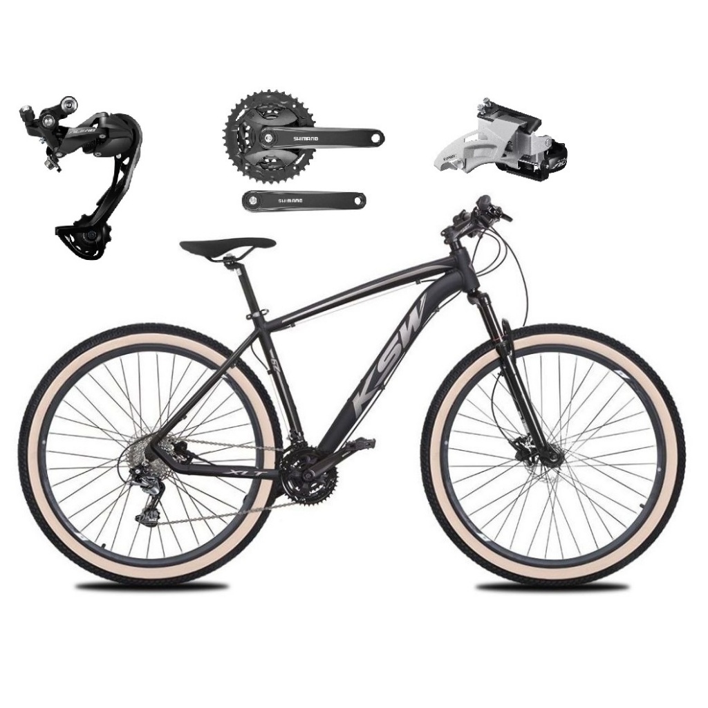 Bicicleta Aro 29 Ksw Xlt Shimano Alívio e Altus 27v Freio Hidráulico Garfo Trava Pneu Faixa