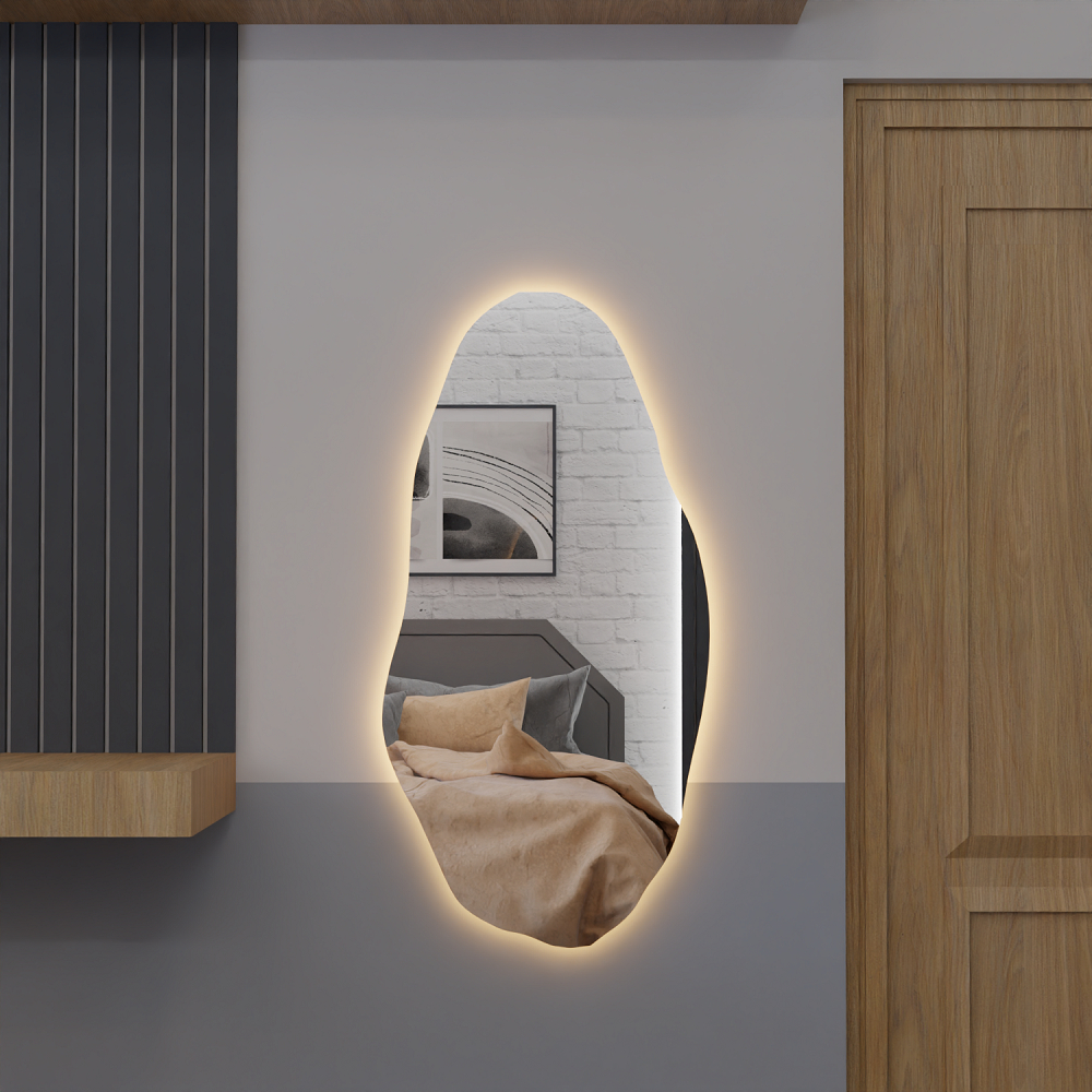 Espelho Organico E05 Com Led Luz Branca e Amarela Corpo Inteiro Sala Quarto Salão em Oferta na Shopee