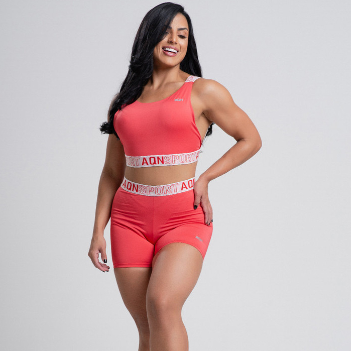 Conjunto Versatily Alça em Elástico Vermelho  (TOP + SHORT) AQN SPORT