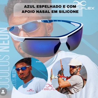 Óculos De Proteção Neon Azul Espelhado Steelflex CA em Oferta na Shopee
