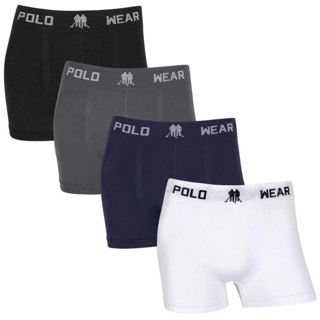 Kit 4 Cuecas Boxer Masculina Polo Wear Original Sem Costura Microfibra Premium