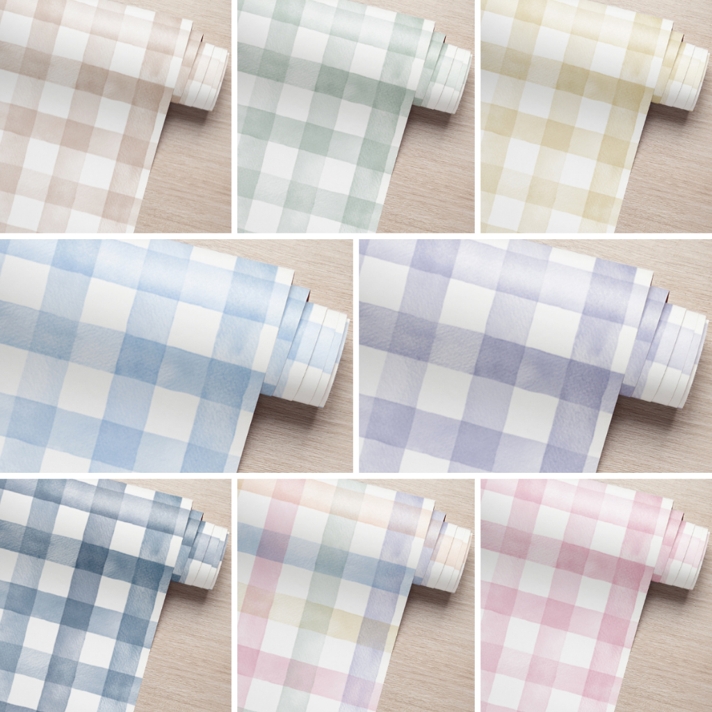Papel de Parede Adesivo Xadrez Vichy Quarto Infantil Moderno Lavável.