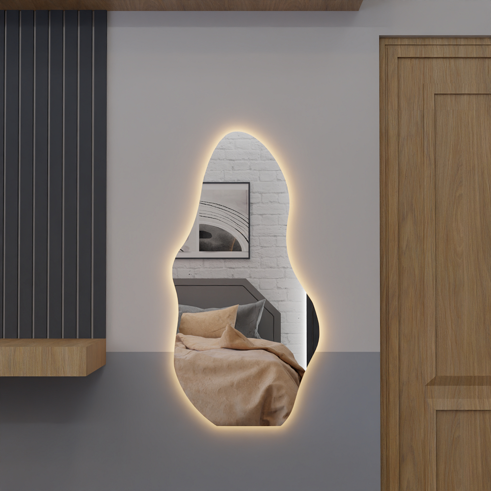 Espelho Organico E15 Com Led Luz Branca e Amarela Corpo Inteiro Sala Quarto Salão em Oferta na Shopee