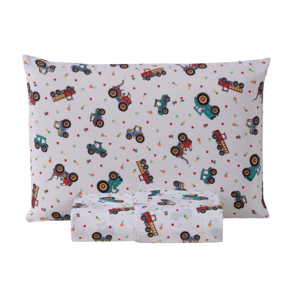 Lençol Infantil Solteiro 2 Peças Estampado Algodão Tratorzinho em Oferta na Shopee
