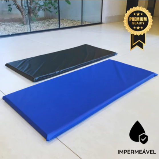 Colchonete p/ Academia 90x40x3 cm Azul Preto Espuma Macia D-23 Impermeável Compacto Mat Yoga Pilates em Oferta na Shopee