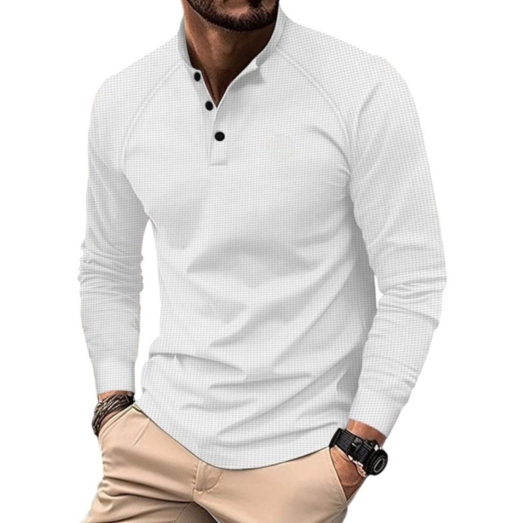 Camiseta Masculina Manga Longa Raglan Modelo Henley Premium