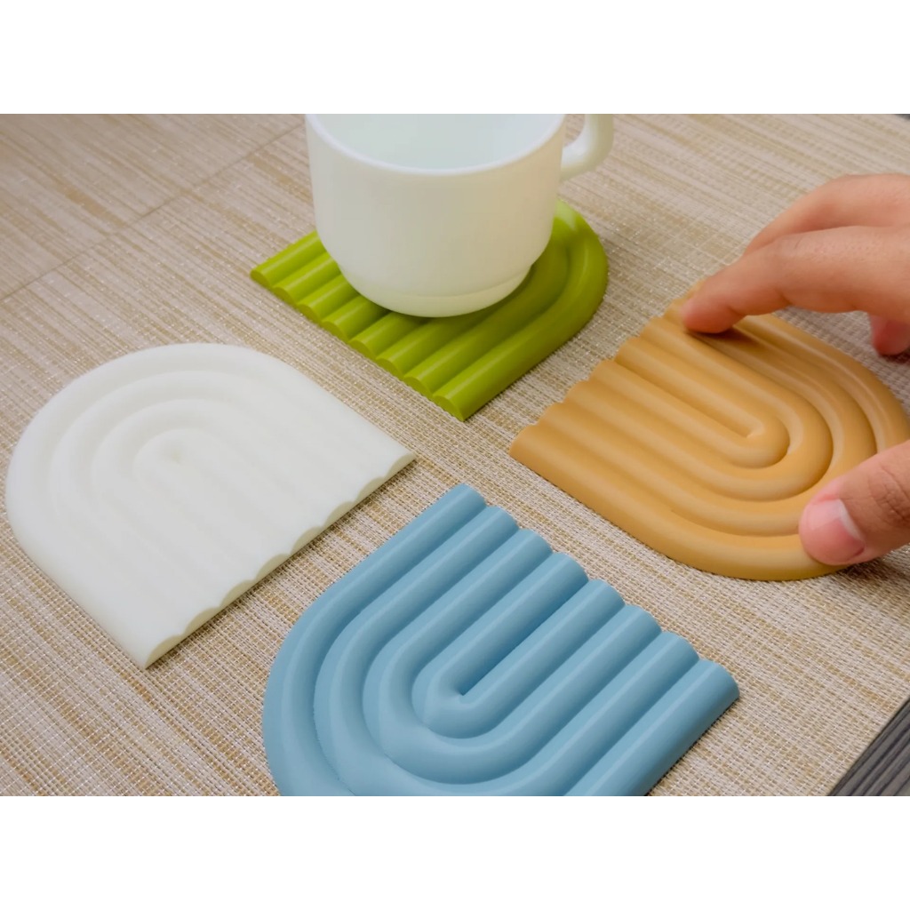 Porta-Copos Estilo Nórdico Arco-Íris com Suporte - Elegância Minimalista e Colorida para sua Mesa! 4 unidades