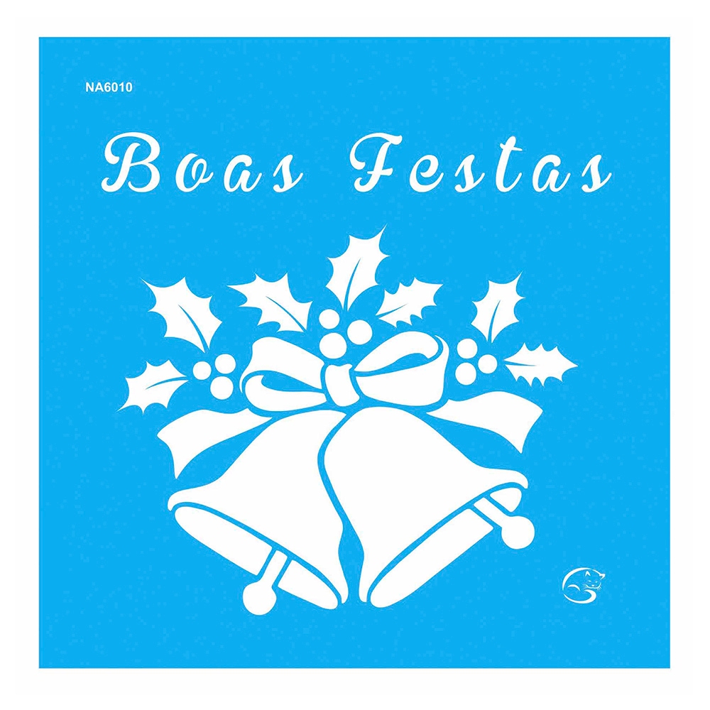 NA6010 - Sino de Natal - 14x14 - Stencil Gatas Arteiras