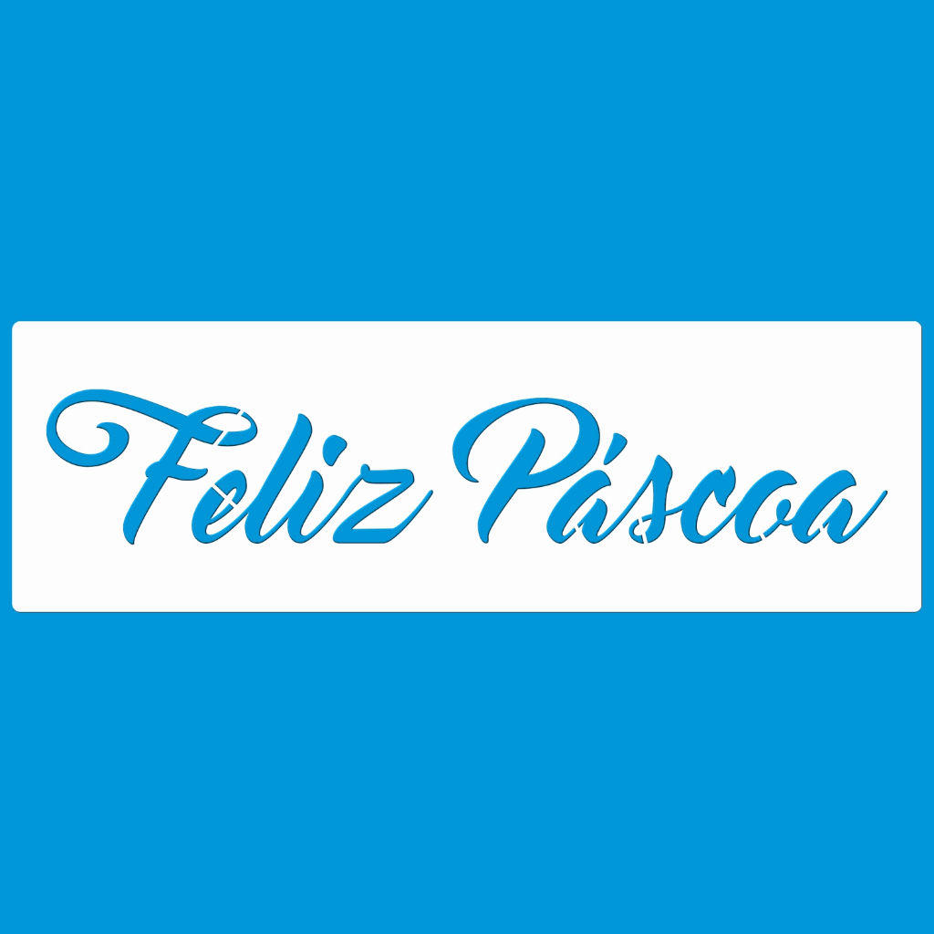 STENCIL 8 x 25 FELIZ PASCOA S3MOLDE VAZADO PINTURA TECIDO MDF MADEIRA PAREDE CAMISETA PANO PRATO