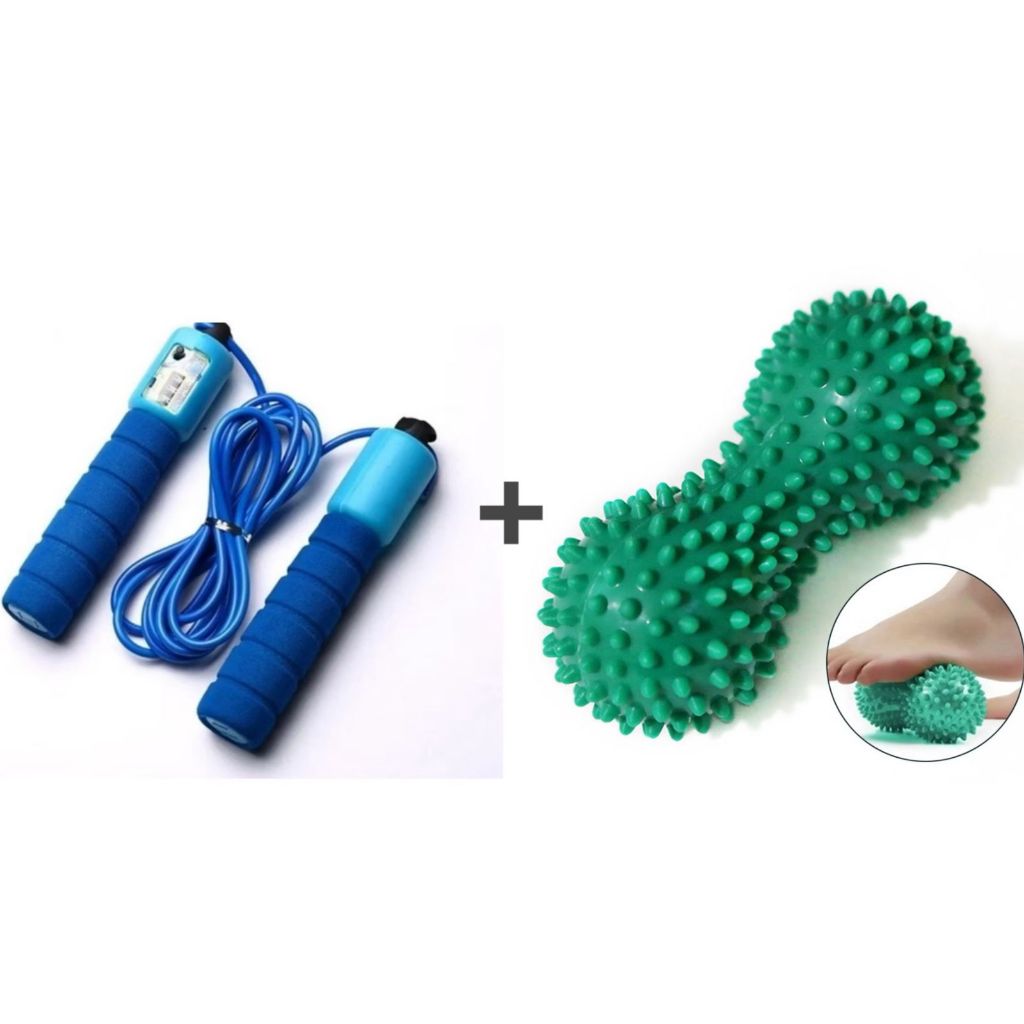 Bola de Amendoim em PVC Rígido para Treino Funcional+ Corda de Pular com contador de giro Exercício Funcional Cros