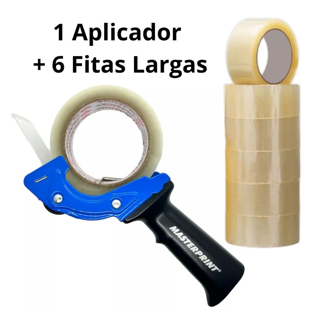 1 Aplicador Suporte de Fita Adesiva Larga + 6 Fita Adesiva Larga