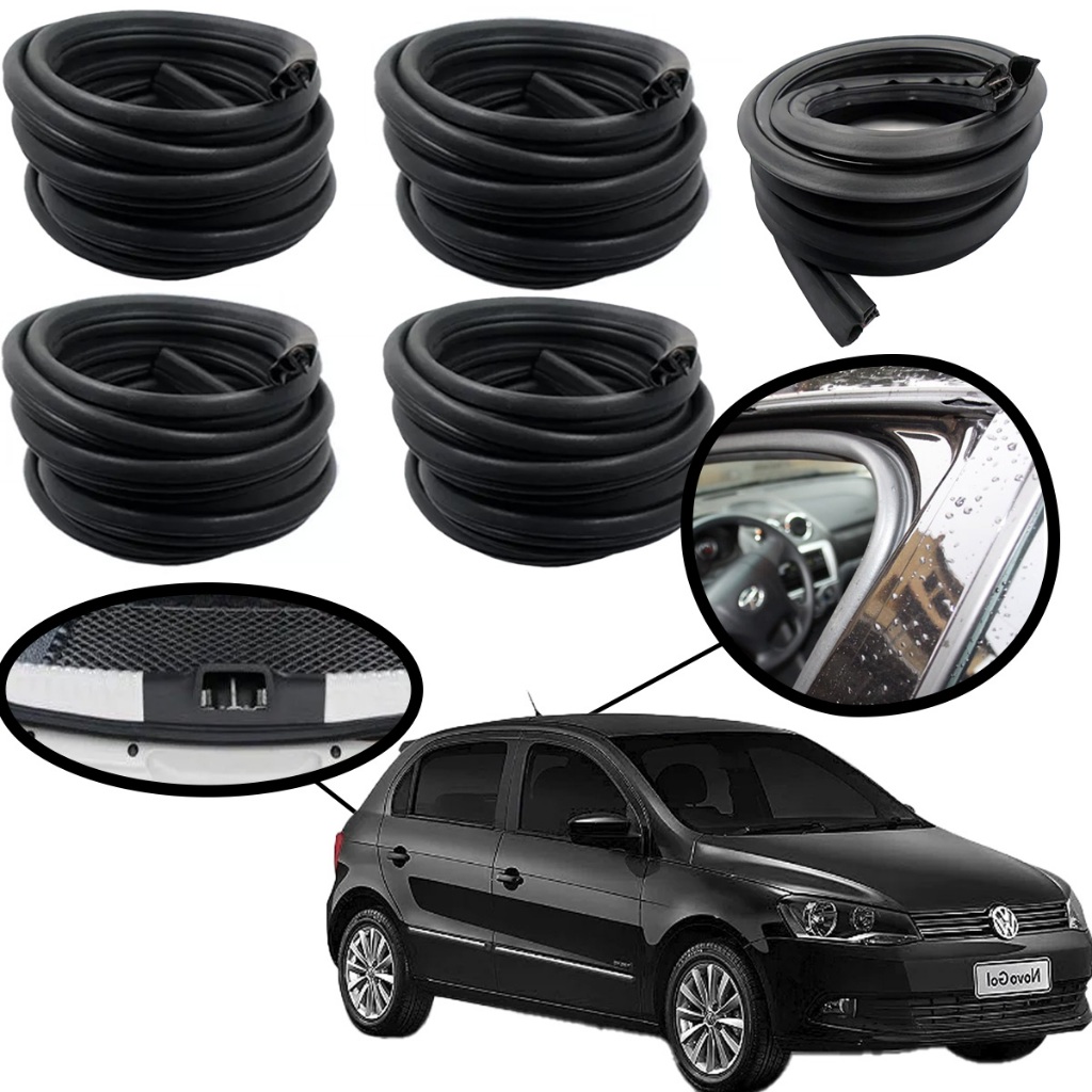 Kit Borracha Vedação 4 Portas e Porta Malas Gol Voyage G5 G6 G7