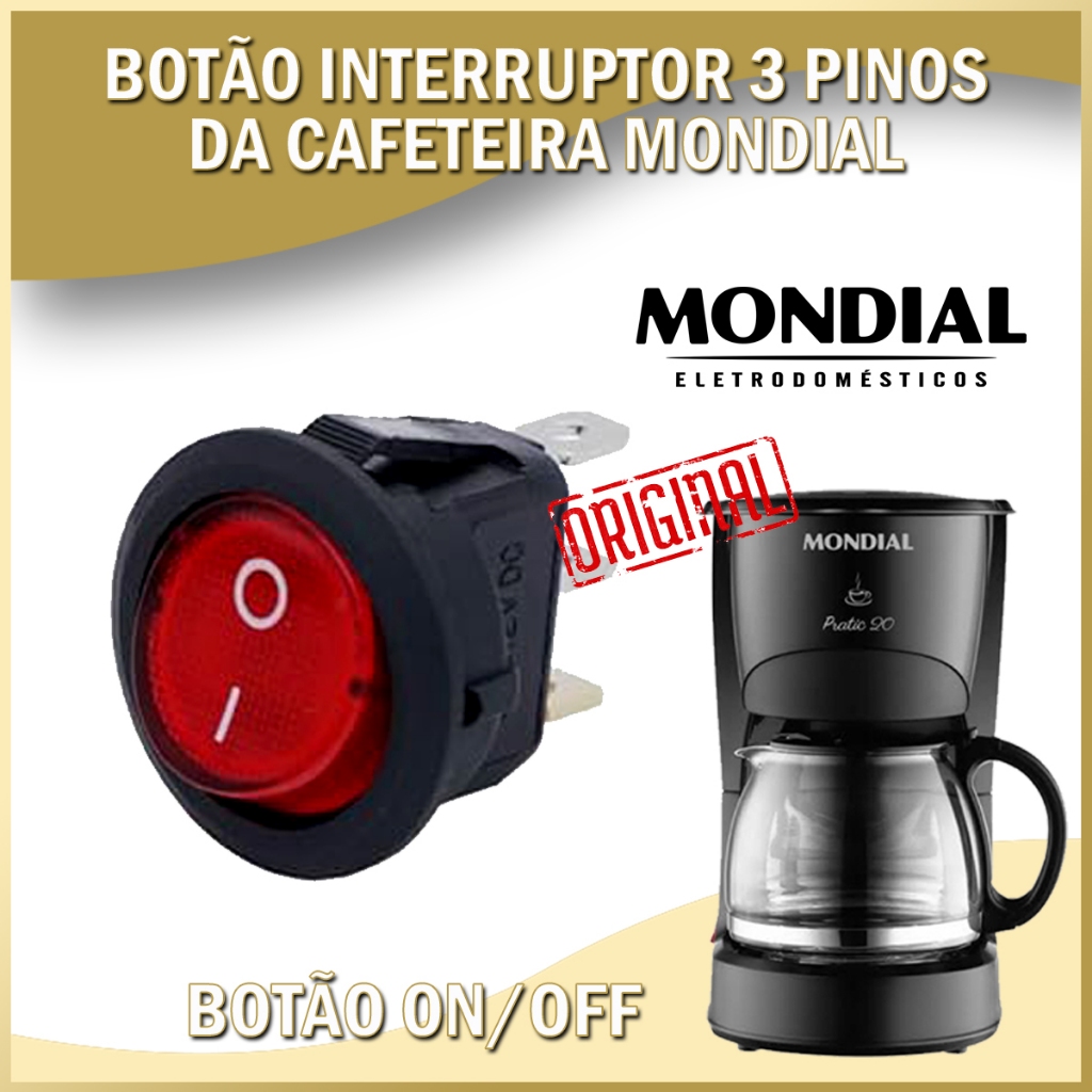 REPOSIÇÃO Botão Interruptor Para eletrodomestícos 3 Pinos Liga / Desliga - peça de reposição