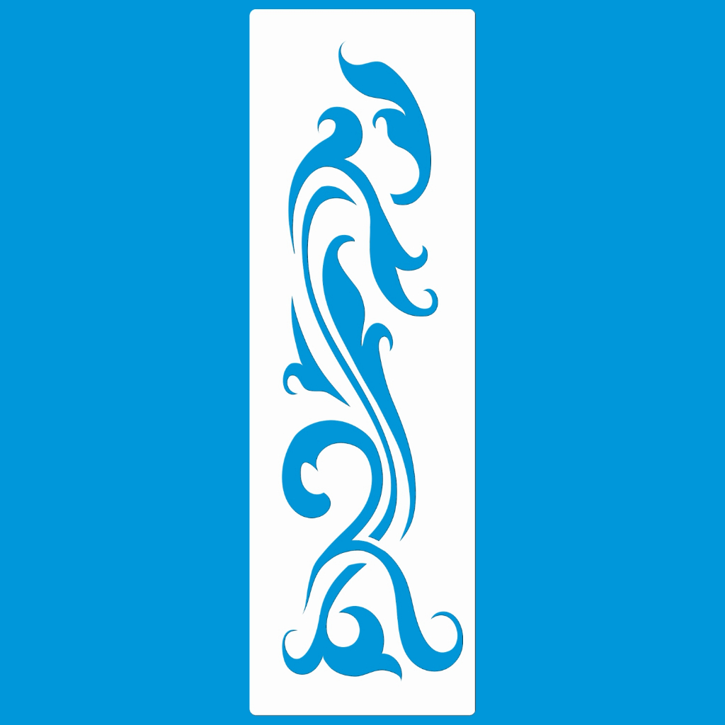 STENCIL 8 x 25 ARABESCO ONDAS MOLDE VAZADO PINTURA TECIDO MDF MADEIRA PAREDE CAMISETA PANO PRATO