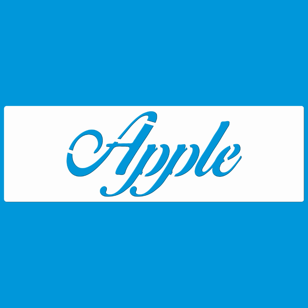 STENCIL 8 x 25 PALAVRA APPLE MOLDE VAZADO PARA PINTURA TECIDO MDF MADEIRA PAREDE CAMISETA PANO PRATO