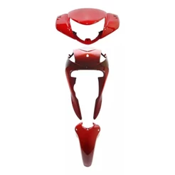 -Kit Carenagem 3 Peças Biz Ks 110 2017 Frontal+Carenagem do Farol+Paralama Dianteiro Vermelho Guarau