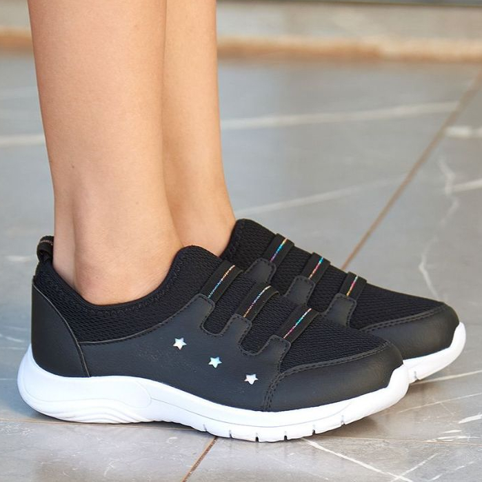 Tênis Calce Fácil Juvenil Menina Menino Kids Infantil Detalhes com Estrela Confortável Lily kids em Oferta na Shopee