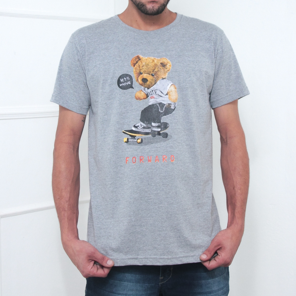 Camisetas urso patinando Manga curta 100% Algodao fio 26 catarata