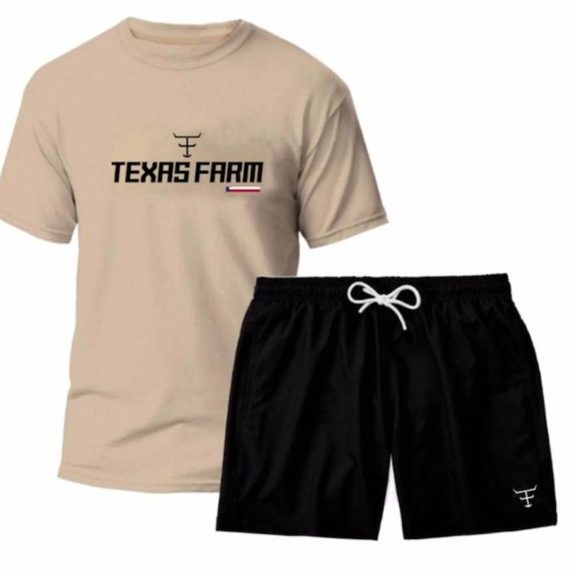 Camiseta + short Tactel masculino country texas promoção em Oferta na Shopee