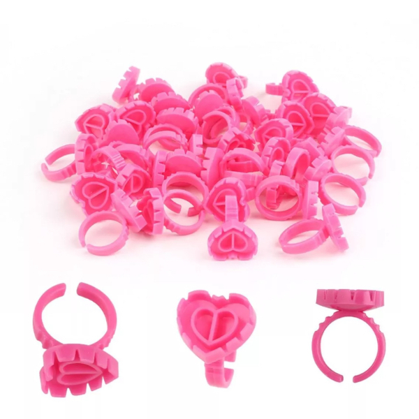 600 Anel Batoque C Divisória Porta Cola Para Extensão De Cílios - Coração